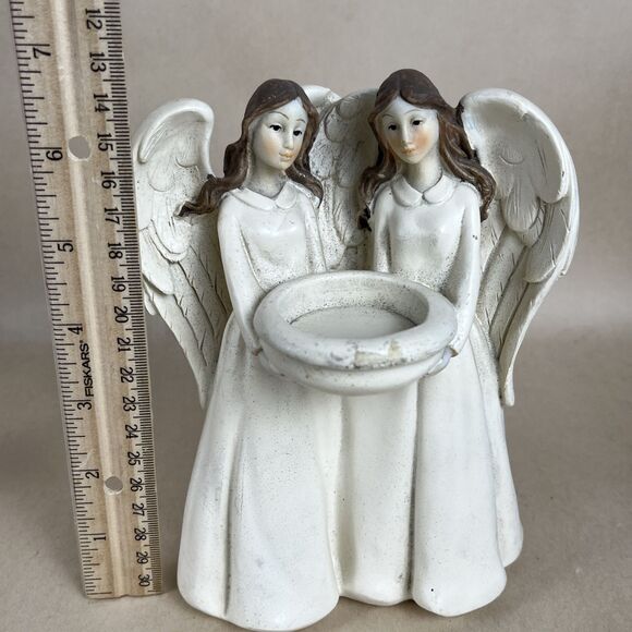 VTG Angels Inspirational Figurine Tealight CandleHolder 7" Guardian Angels Decor - Picture 8 of 9